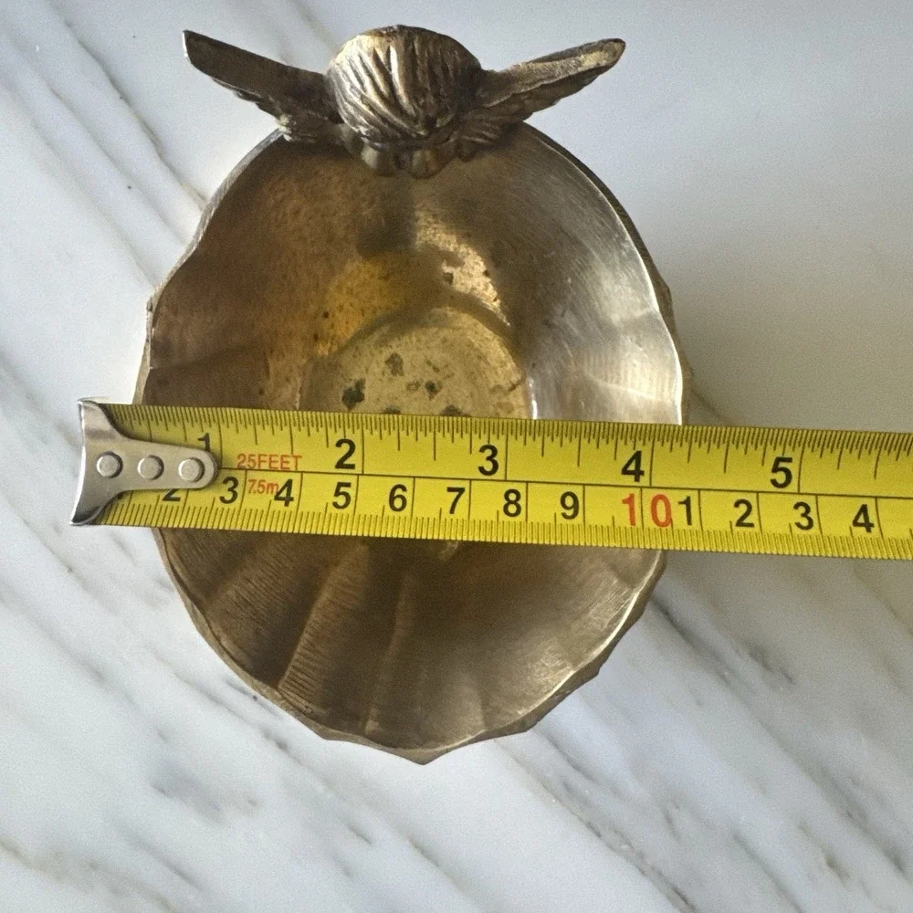 Vintage Solid Brass Oval Cherub Angel Candy Soap Jewelry Trinket Dish India